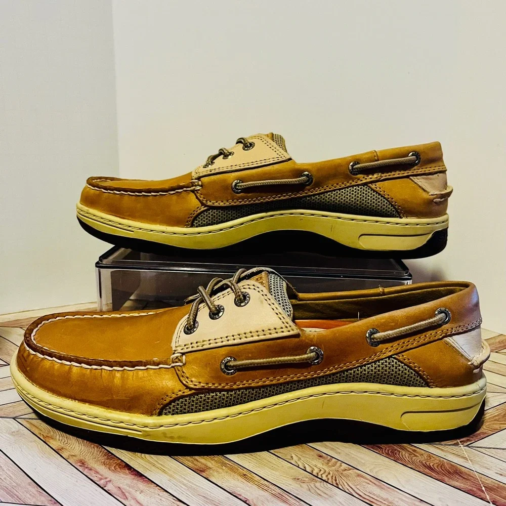 Sperry Top-Sider Billfish 3-Eye Boat Shoes Mens 10.5 Light Brown Leather 0799023